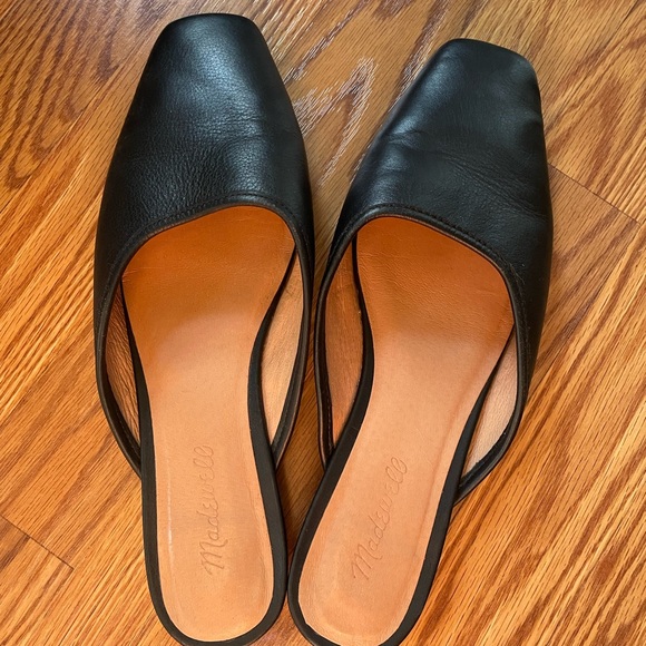 Madewell The Adelia Black Leather Square-Toe Mules Women’s size 9.5 - Picture 2 of 4